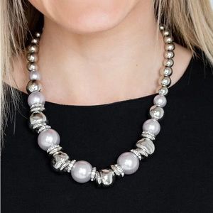 3pc Haute silver necklace earrings bracelet -paparazzi 106b